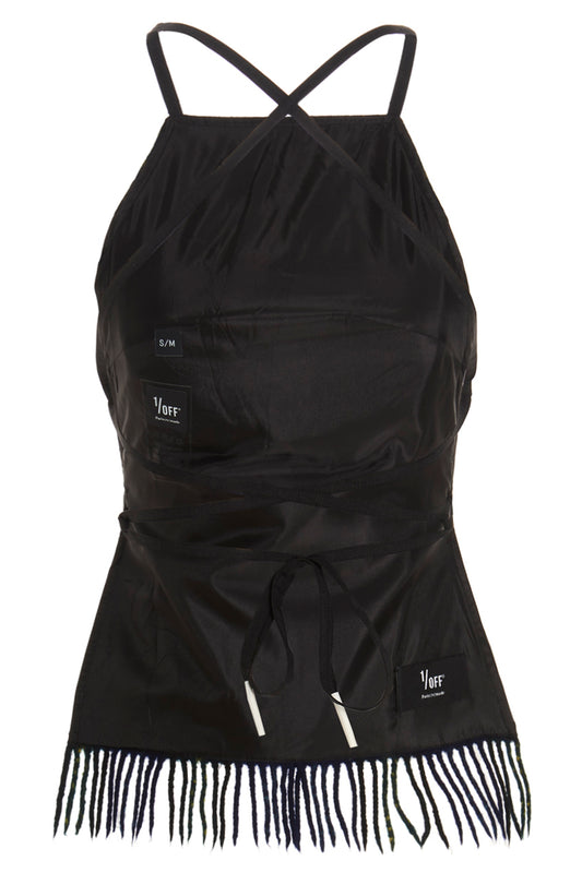 1/Off — 'Checked scarf' tartan wool top with fringes and l