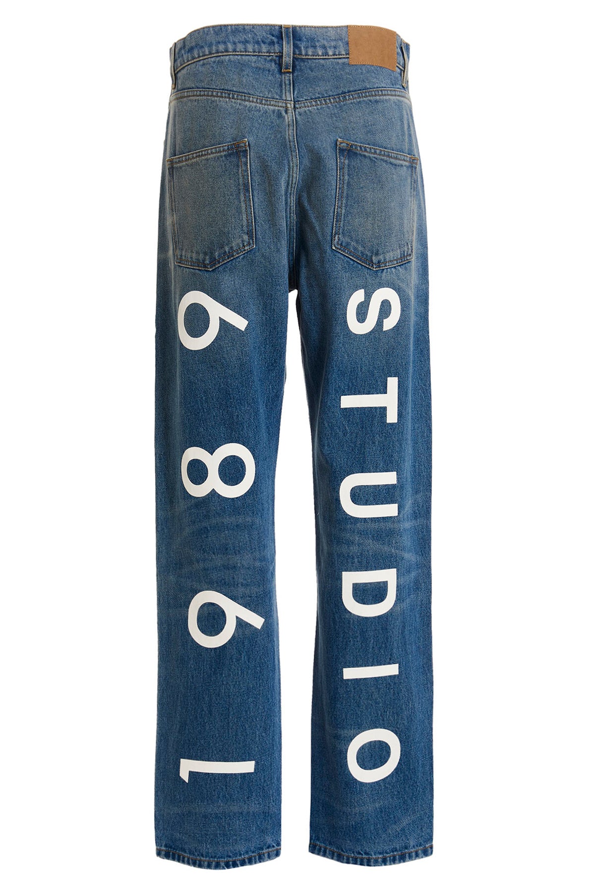 1989 Studio — 'Graphic' denim jeans with contrast print on the l