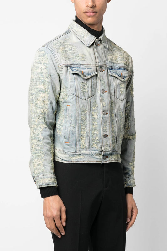 1017-Alyx-9Sm — all over 'Destroyed' effect cotton denim jacket, w