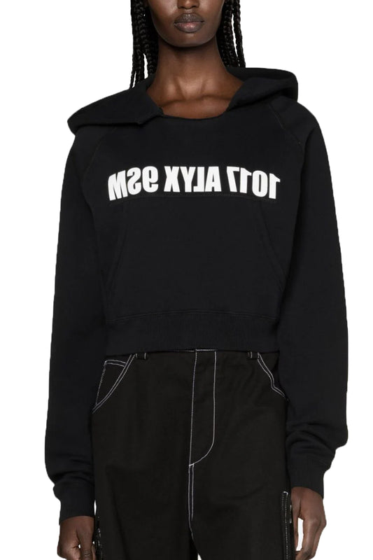 1017-Alyx-9Sm — Cropped hoodie with front logo print, kangaroo poc