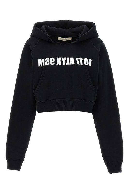 1017-Alyx-9Sm — Cropped hoodie with front logo print, kangaroo poc